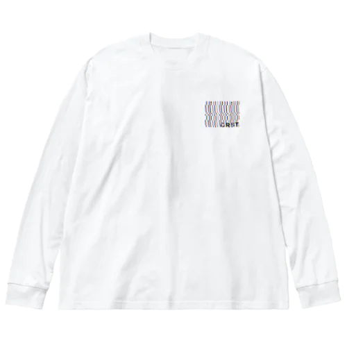 バーコード風 Big Long Sleeve T-Shirt