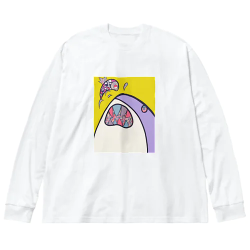 レトロなサメくん ビッグシルエットロングスリーブTシャツ