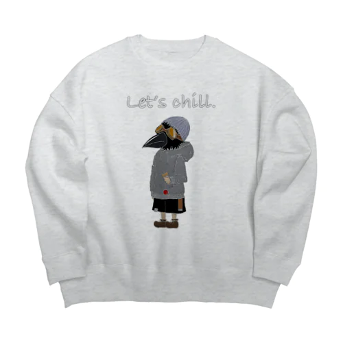 Let's chill.カラスくん Big Crew Neck Sweatshirt