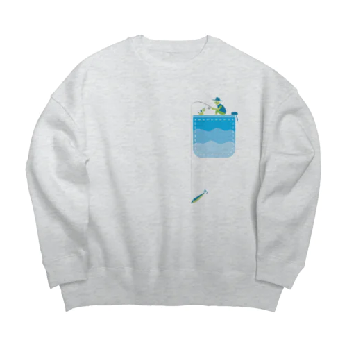 のんびりと釣りを楽しむ_ポケット Big Crew Neck Sweatshirt