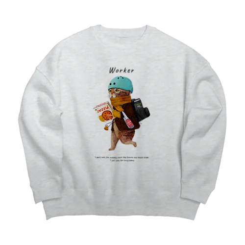 WORKER 働き者のネコ。 Big Crew Neck Sweatshirt