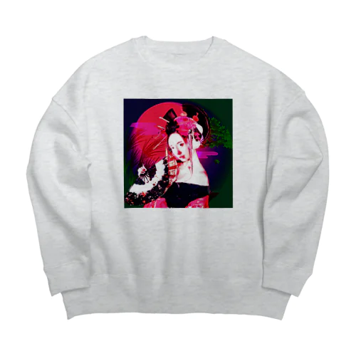 花魁（夕焼け） Big Crew Neck Sweatshirt