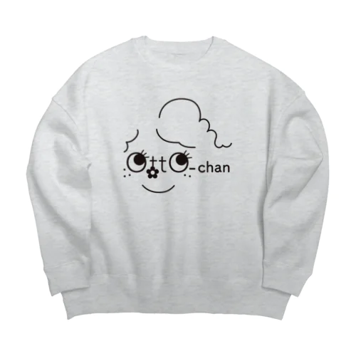 おっとちゃんロゴ（モノクロ） Big Crew Neck Sweatshirt