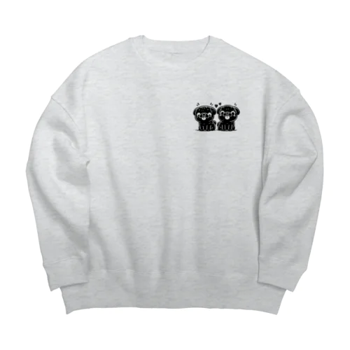 twin pug Big Crew Neck Sweatshirt