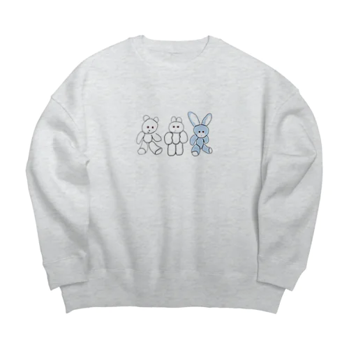 くまきち・きんたろう・うさじ Big Crew Neck Sweatshirt