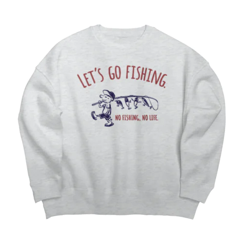 レッツゴーフィッシング ルアーと少年_レトロ Big Crew Neck Sweatshirt