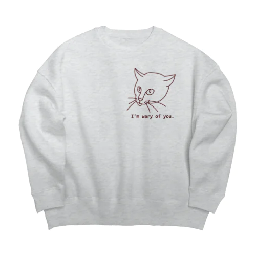 警戒中の猫 Big Crew Neck Sweatshirt