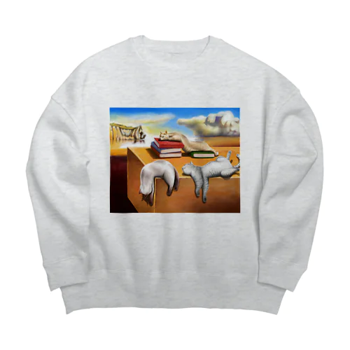 Melting Cats 溶ける猫 Big Crew Neck Sweatshirt