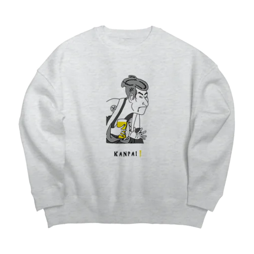 名画 × BEER（写楽）黒線画 Big Crew Neck Sweatshirt