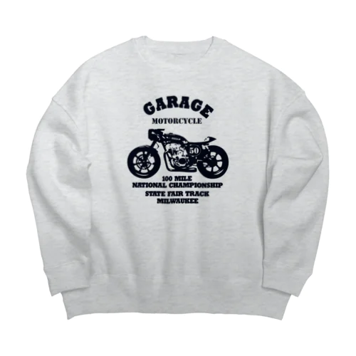 武骨なバイクデザイン Big Crew Neck Sweatshirt