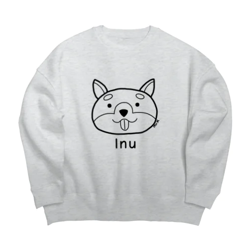 Inu (犬) 黒デザイン Big Crew Neck Sweatshirt