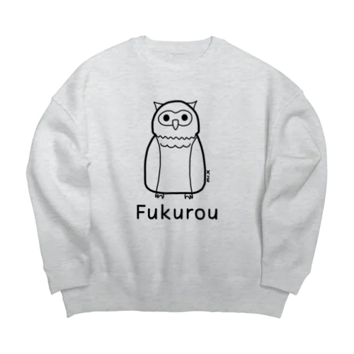 Fukurou (フクロウ) 黒デザイン Big Crew Neck Sweatshirt