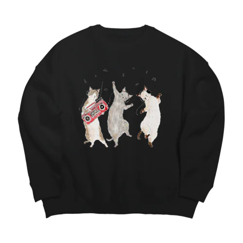 ノリノリにゃんこ Big Crew Neck Sweatshirt