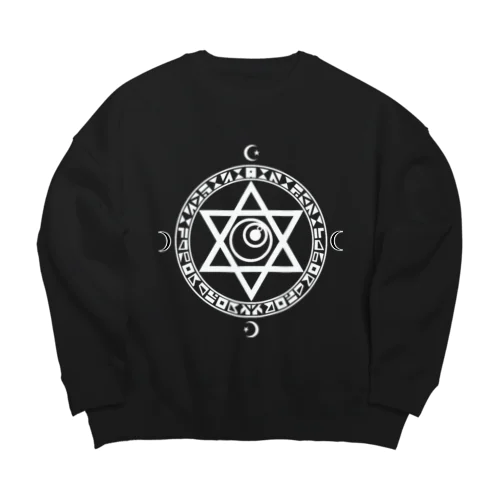 魔法陣×六芒星×目玉 white Big Crew Neck Sweatshirt