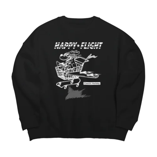 happy dog -happy flight- (white ink) ビッグシルエットスウェット