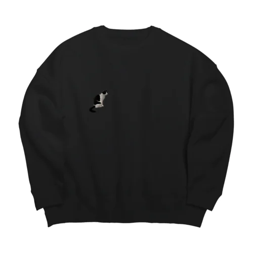 シンプル猫 Big Crew Neck Sweatshirt