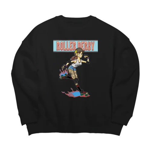 "ROLLER DERBY" Big Crew Neck Sweatshirt