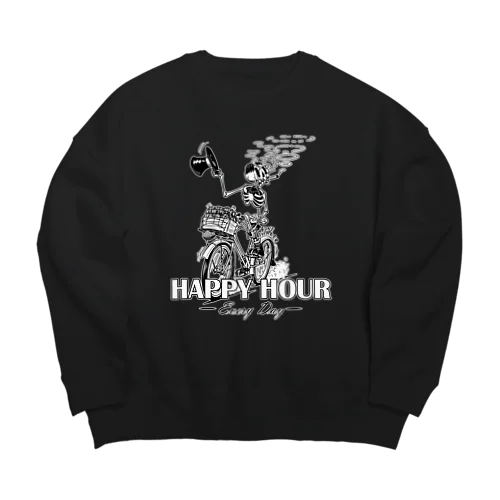 "HAPPY HOUR"(B&W) #1 Big Crew Neck Sweatshirt