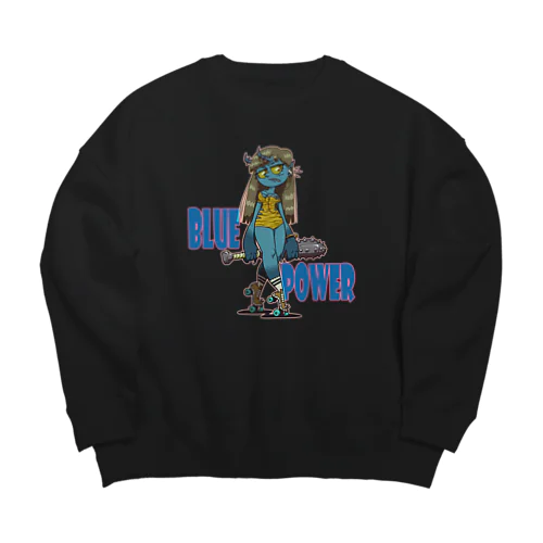 “BLUE POWER” Big Crew Neck Sweatshirt