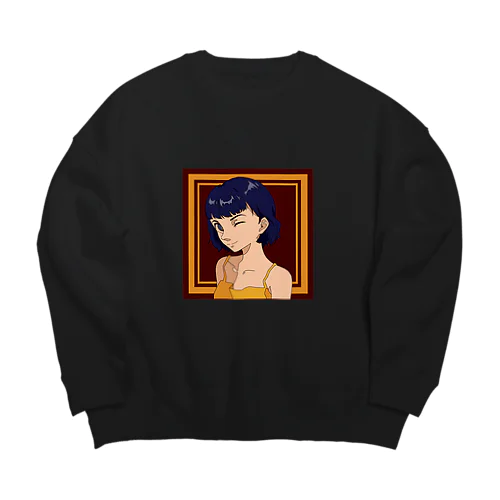 レトロカラーと女の子 Big Crew Neck Sweatshirt