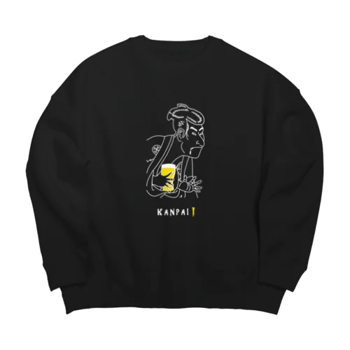 名画 × BEER（写楽）白線画 Big Crew Neck Sweatshirt