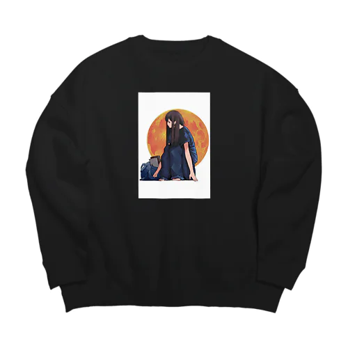 月の引力を持つ女の子 Big Crew Neck Sweatshirt