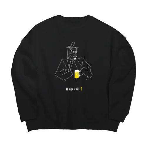 偉人 × BEER（源頼朝）白線画 Big Crew Neck Sweatshirt