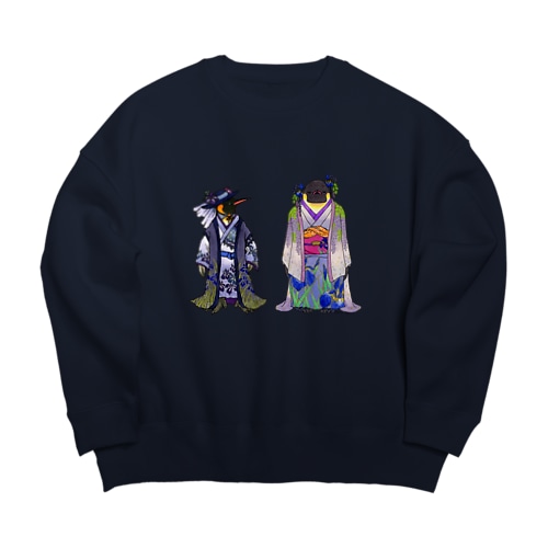 着物ぺんぎんーいずれはエンペラーかキングー Big Crew Neck Sweatshirt