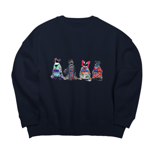 桜梅桃李-Spheniscus Kimono Penguins- Big Crew Neck Sweatshirt