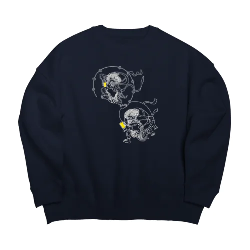 名画 × BEER（風神雷神）白線画 *文字なしver. Big Crew Neck Sweatshirt