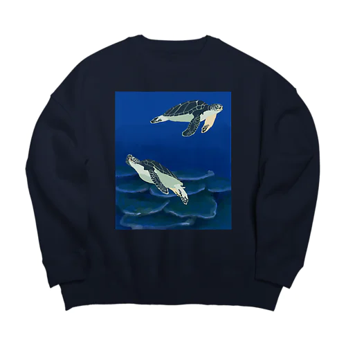 若いアオウミガメ Big Crew Neck Sweatshirt