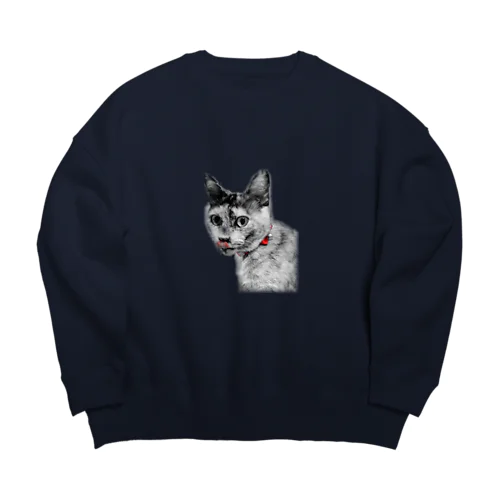 天才が乗り移った猫 Big Crew Neck Sweatshirt