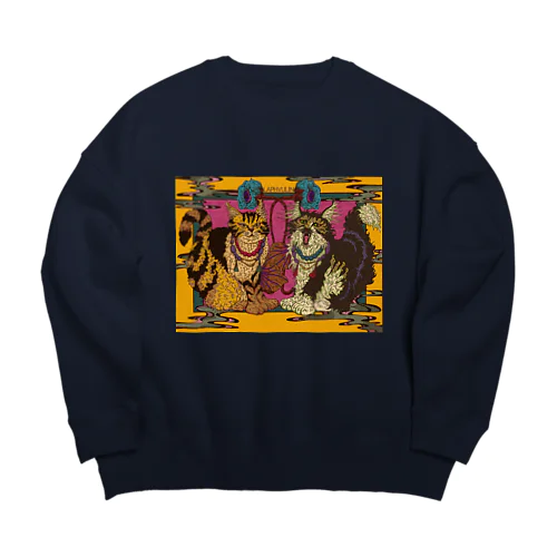 阿吽の狛猫ラフ子とヴーリン Big Crew Neck Sweatshirt