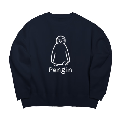 Pengin (ペンギン) 白デザイン Big Crew Neck Sweatshirt