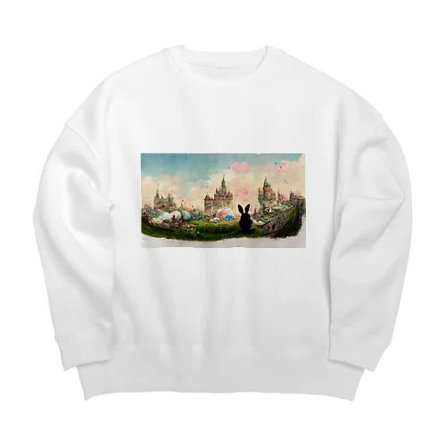 うさぎとお城 Big Crew Neck Sweatshirt