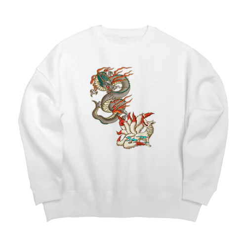 九尾の狐と白龍 Big Crew Neck Sweatshirt