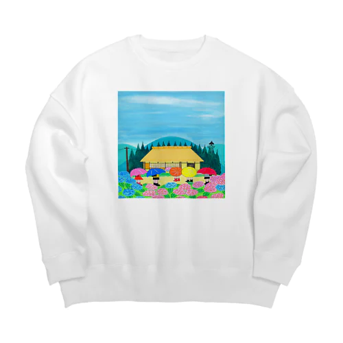 アートとメルヘンと創作の森　ノスタルジック絵画　秋野あかね作「梅雨に咲く花」 Big Crew Neck Sweatshirt