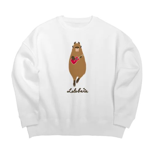 Lelebara ウクレレ弾きのカピバラ Big Crew Neck Sweatshirt