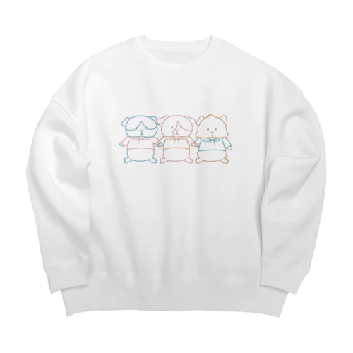 ３ぴきのねずみ（くすみカラフル） Big Crew Neck Sweatshirt