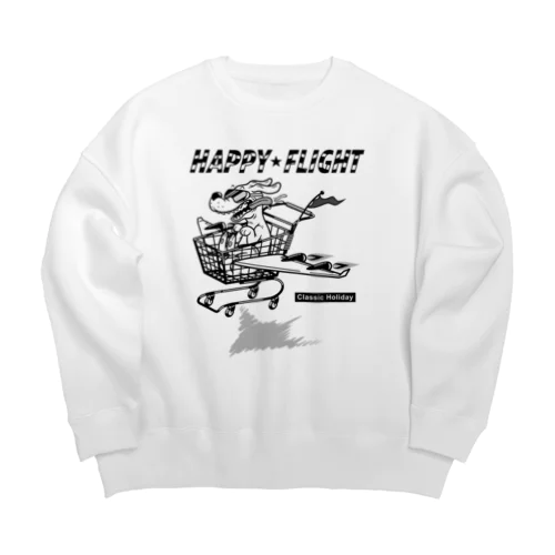 happy dog -happy flight- (black ink) ビッグシルエットスウェット