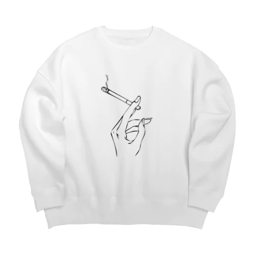 タバコ持つ手 Big Crew Neck Sweatshirt