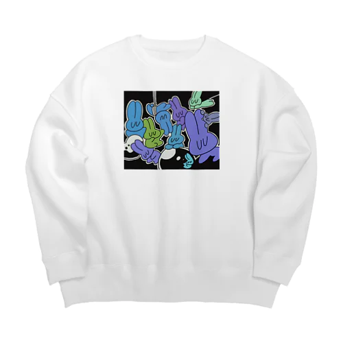 urnうさぎ　earth Big Crew Neck Sweatshirt