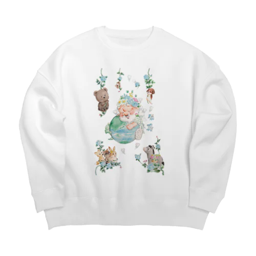 ニコじい「グリーンアース」 Big Crew Neck Sweatshirt