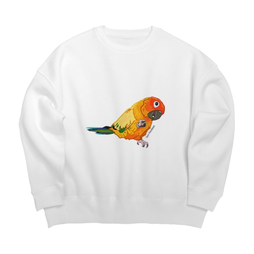 クルミを食べるコガネメキシコインコ。 Big Crew Neck Sweatshirt