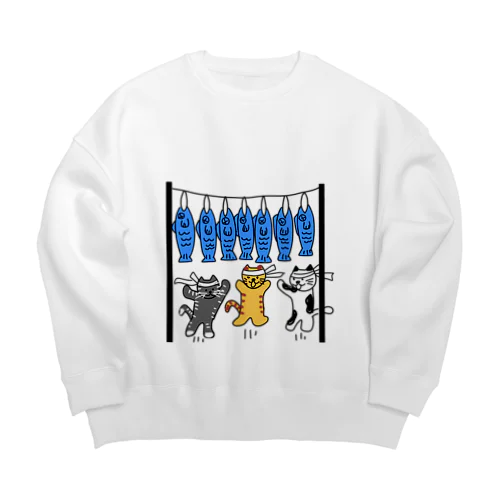 ねこ猫運動会（魚食い競走） Big Crew Neck Sweatshirt