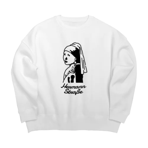 イラスト絵画：フェルメールとフトアゴヒゲトカゲ Big Crew Neck Sweatshirt