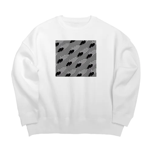 起こさないでね🐈‍⬛　白黒千鳥柄 Big Crew Neck Sweatshirt