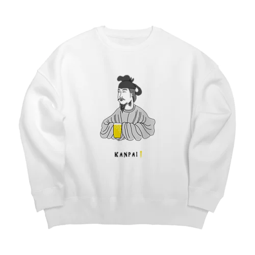 偉人 × BEER（聖徳太子）黒線画 Big Crew Neck Sweatshirt