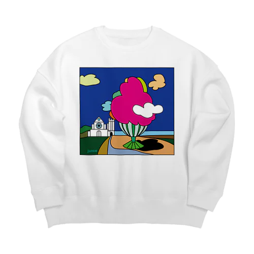 幸せの丘ピンクの木 Big Crew Neck Sweatshirt