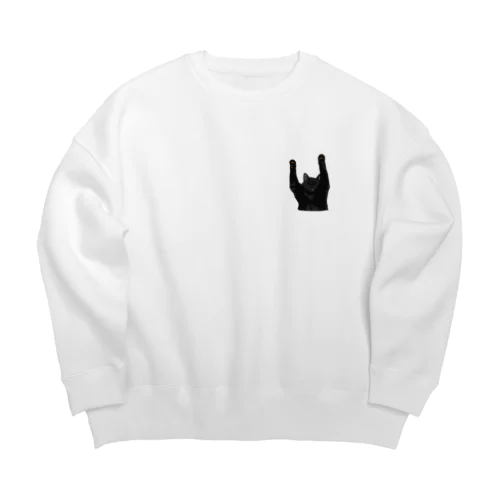 くろねこ（あおむけ） Big Crew Neck Sweatshirt
